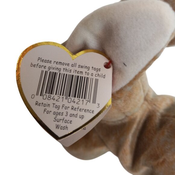 Ty Beanie Babies Nibbly Bunny Rabbit Plush Toy Brown White 1998 NEW - Picture 10 of 11